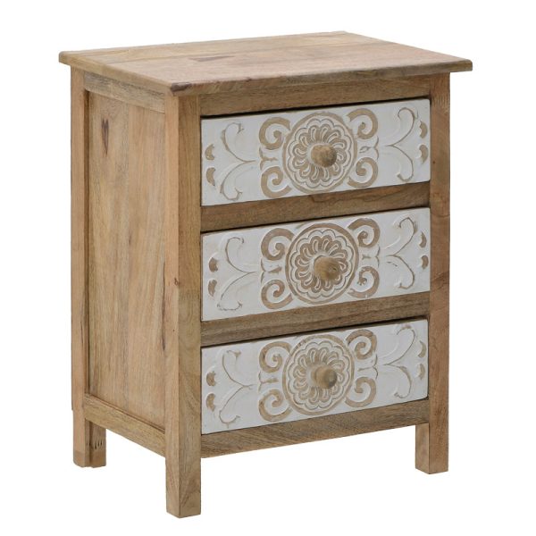 115 002709 4 Wooden carved drawer Inart 3-50-245-0017 natural-white 50x32x61cmSPRING OFFERS
