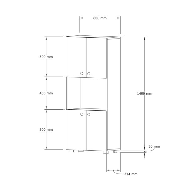 120 000478 2 2 Kitchen cabinets Guzel pakoworld in walnut color 60x31.4x140cmIndoor furniture > Home organization > Kitchen