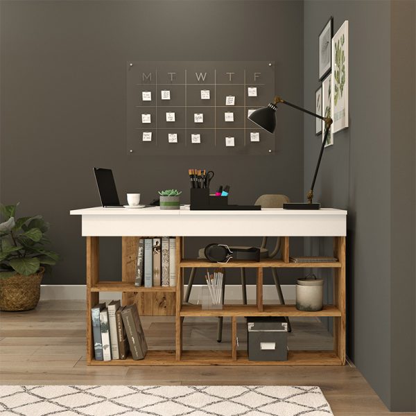 176 000010 2 1 Rosaline pakoworld corner desk color white-oak 120x129x72cmOffice furniture > Working desk