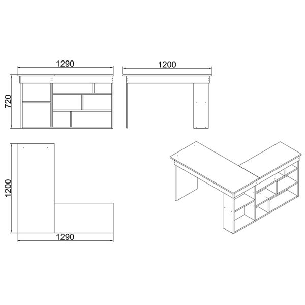 176 000010 3 1 Rosaline pakoworld corner desk color white-oak 120x129x72cmOffice furniture > Working desk