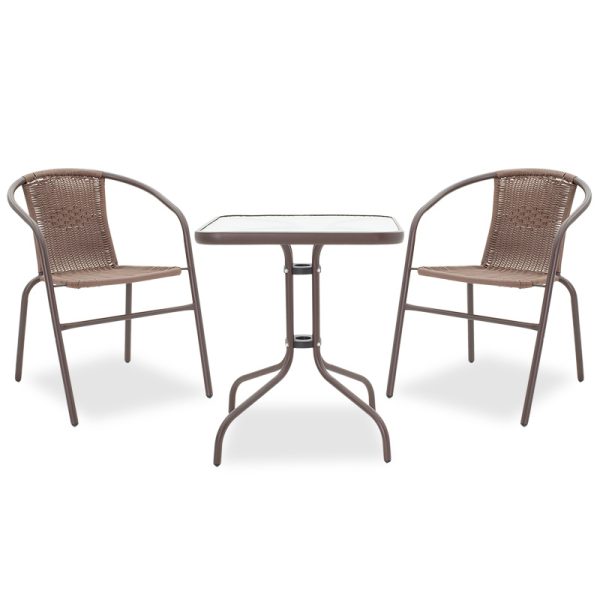 200 000304 9 Obbi-Watson dining set 3pcs pakoworld metal-pe brownOutdoor furniture > Garden food table