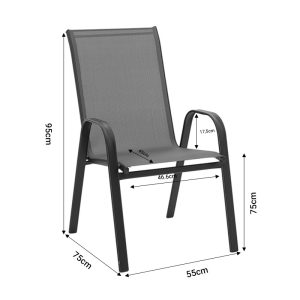 200 000314 5 6 Dining table Ensure-Calan I set of 5 pakoworld metal white-brown textilene 120x70x70cmOutdoor furniture > Garden food table