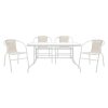 200 000316 7 Dining table Valor-Calan B set of 5 pakoworld metal white-textilene brown 140x80x70cmEASTER OFFERS