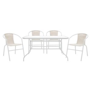 200 000316 7 Dining set 5pcs Valor-Obbi set 5pcs pakoworld metal-pe whiteEASTER OFFERS