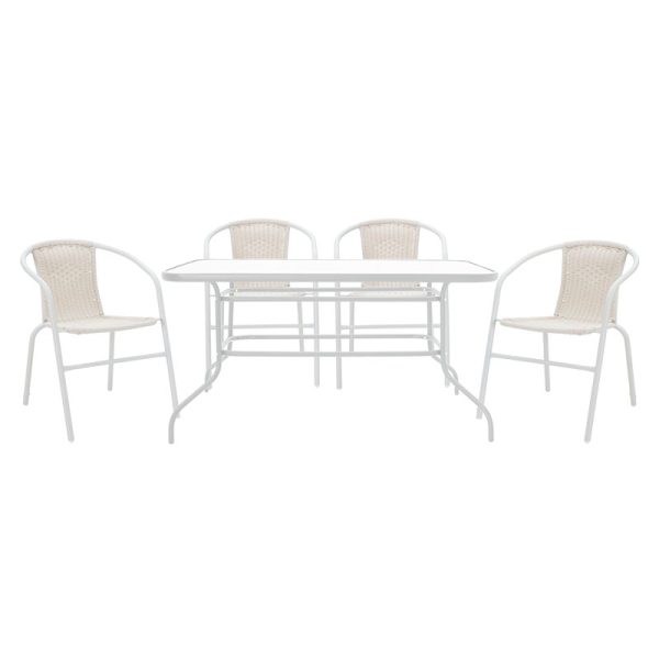 200 000316 7 Dining set 5pcs Valor-Obbi set 5pcs pakoworld metal-pe whiteEASTER OFFERS