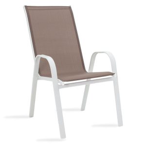 200 000317 2 5 Dining table Valor-Calan B set of 5 pakoworld metal white-textilene brown 140x80x70cmEASTER OFFERS