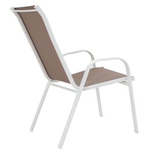 200 000317 3 5 Dining table Valor-Calan B set of 5 pakoworld metal white-textilene brown 140x80x70cmEASTER OFFERS