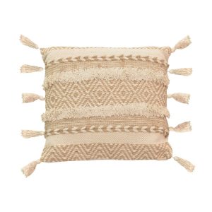302 000002 11 Cushion Labrinth Inart beige-ecru fabric 45x45x2.5cmBOHO CHIC > Decoratives