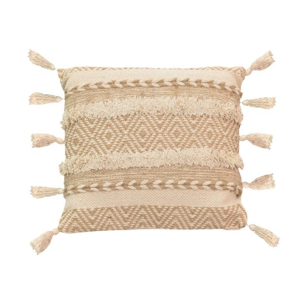 302 000002 11 Cushion Labrinth Inart beige-ecru fabric 45x45x2.5cmBOHO CHIC > Decoratives