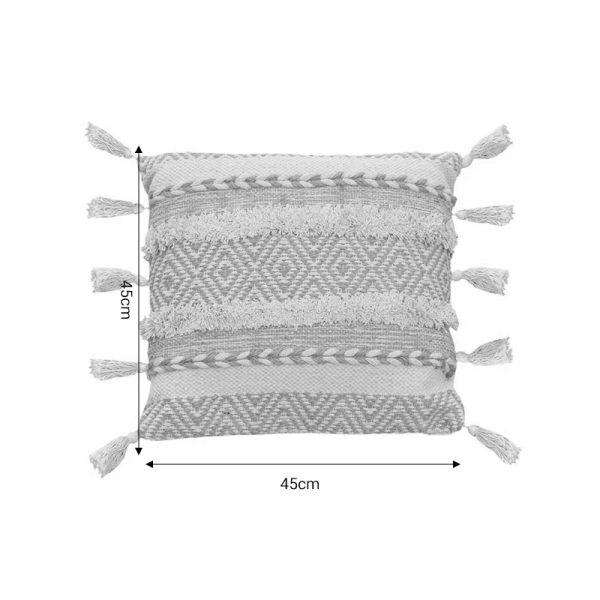 302 000002 3 9 Cushion Labrinth Inart beige-ecru fabric 45x45x2.5cmBOHO CHIC > Decoratives