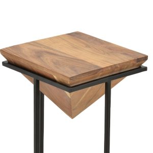 113 000031 2 Side table Miles pakoworld solid acacia wood natural-black 29x29x54cmBOHO CHIC > Coffee Tables