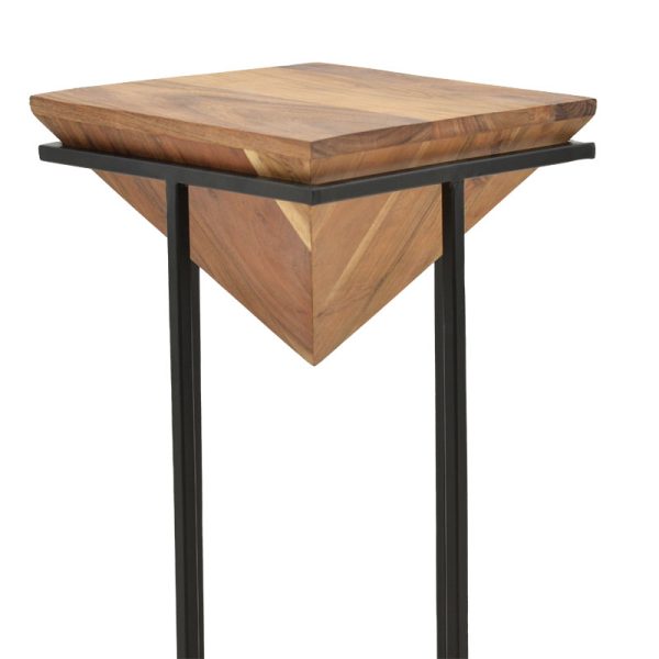 113 000031 3 Side table Miles pakoworld solid acacia wood natural-black 29x29x54cmBOHO CHIC > Coffee Tables