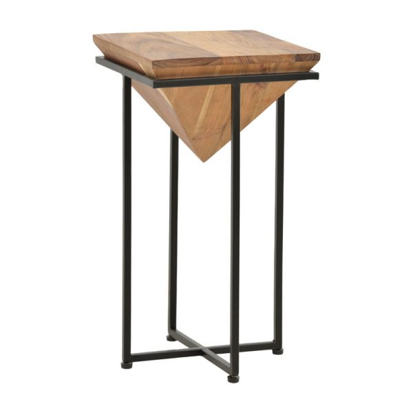 113 000031 Side table Miles pakoworld solid acacia wood natural-black 29x29x54cmBOHO CHIC > Coffee Tables