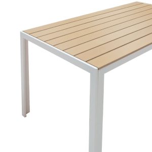 152 000004 2 Nares table pakoworld aluminum white-plywood natural 140x80x72.5cmOutdoor furniture > Garden dining sets