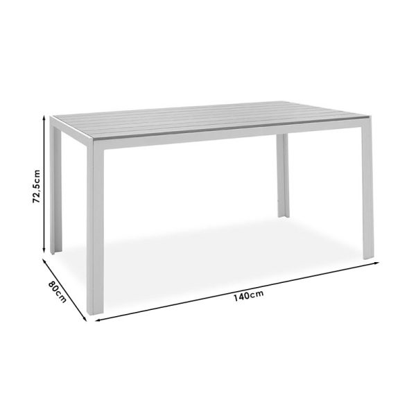 152 000004 3 Nares table pakoworld aluminum white-plywood natural 140x80x72.5cmOutdoor furniture > Garden dining sets