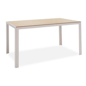 152 000004 Nares table pakoworld aluminum white-plywood natural 140x80x72.5cmOutdoor furniture > Garden dining sets