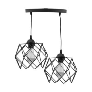 2-light ceiling light Zocie pakoworld E27 black Φ30x70cm