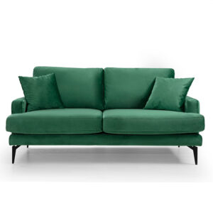 2-seater sofa Fortune pakoworld velvet green-black 175x90x88cm