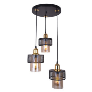 3-light ceiling light PWL-1045 pakoworld E27 black-gold D30x85cm