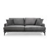 3-seater sofa Fortune pakoworld velvet anthracite-black 205x90x88cm