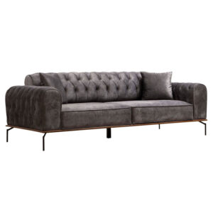 3 seater sofa-bed PWF-0596 pakoworld type Chesterfield fabric anthracite 225x92x78cm