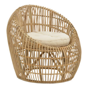 Armchair Boria Inart natural cane with cushion 70x72x74cm