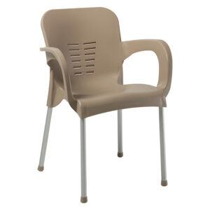 Armchair Feast pakoworld PP color cappucino-aluminum leg