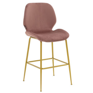 Bar Stool Impel metal golden legs-velvet rotten apple