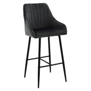 Bar Stool Patrin metal black legs - velvet black color