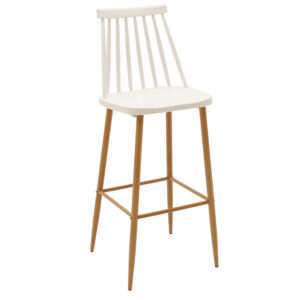 Bar stool Aurora pakoworld white pp-natural leg 42x49x109cm