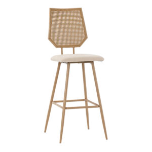 Bar stool Camilla pakoworld pe rattan natural-fabric natural-metal natural 47.5x58x117cm