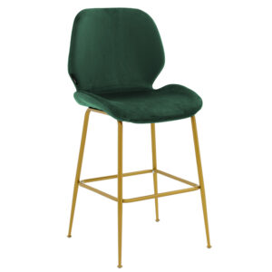 Bar stool Impel pakoworld metallic gold-velvet dark green