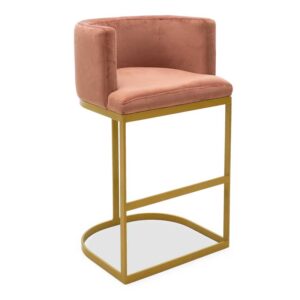 Bar stool Viv pakoworld rotten apple velvet - golden metal 54x50x95cm