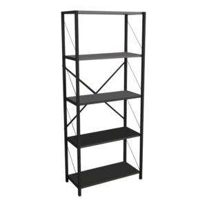 Bookcase Draizy pakoworld anthracite melamine-black metal 60x30x150cm