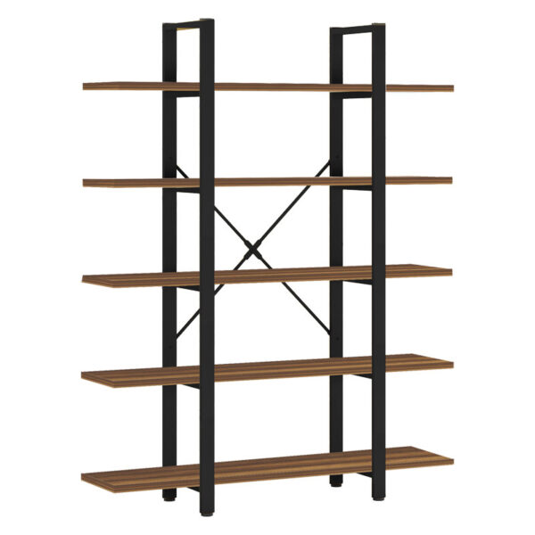 Bookcase Esthon pakoworld walnut-black metal 120x28x180cm