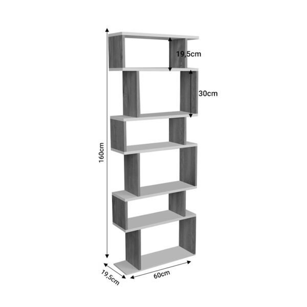 Bookcase Iolmi pakoworld oak white melamine 60x19.5x160cm 3 Bookcase Iolmi pakoworld oak-white melamine 60x19.5x160cmIndoor furniture > Bookshelves