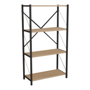 Bookcase Jackrey pakoworld oak melamine-black metal 60x30x114cm