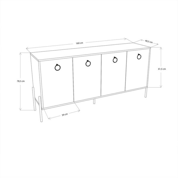 Buffet Twely pakoworld melamine natural white black 160x405x79cm 3 Buffet Twely pakoworld melamine natural-white-black 160x40,5x79cmIndoor furniture > Buffets