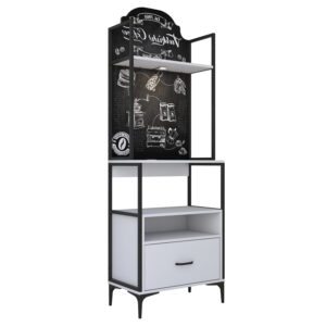 Buffet with shelf Cogan pakoworld white melamine-black metal 70x40x205cm