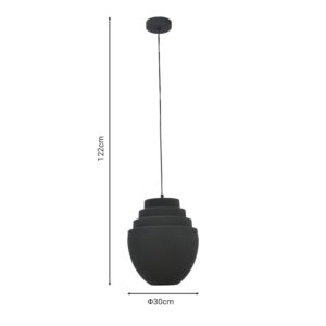 Ceiling lamp Kelsy Inart E27 black metal D30x122cm 3 Ceiling lamp Kelsy Inart E27 black metal D30x122cmLighting > Ceiling