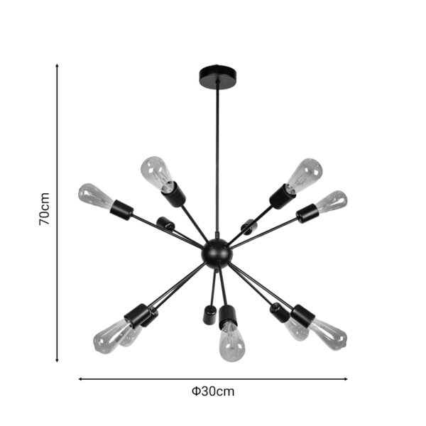 Ceiling light Gelen pakoworld black metal 30x30x70cm 3 Ceiling light Gelen pakoworld black metal 30x30x70cmLighting