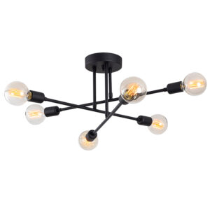 Ceiling light PWL-0102 pakoworld Ε27 in black color D64x30cm