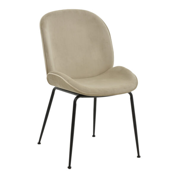 Chair Adelaide pakoworld beige velvet-black leg 47x64x88cm