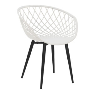 Armchair Ezra pakoworld white pp-black metal leg 62x42x82cm