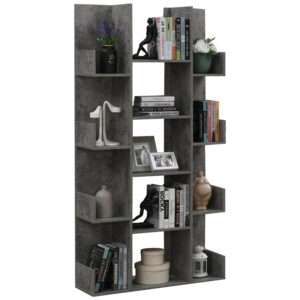 Charles pakoworld melamine bookcase gray oak 90x31x182.5cm