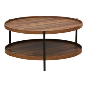 Coffee table Portogie pakoworld mdf walnut - metal black D80x40cm