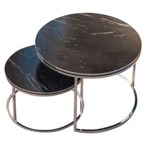 Coffee tables October pakoworld set of 2 black marble-silver