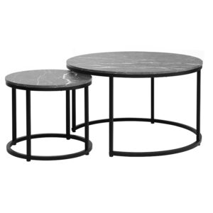 Coffee tables Severin pakoworld set 2pcs black marble-black