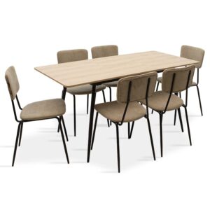 Dining table Shazam-Tania pakoworld 7pcs polymorphic-opening MDF sonoma-beige 120-160x80x76cm