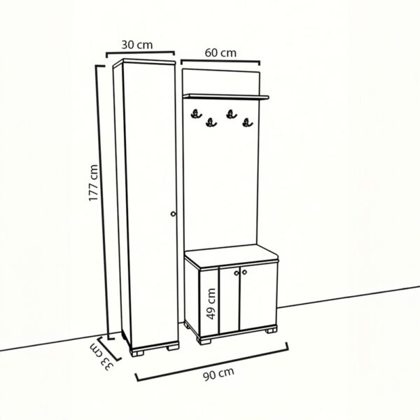 Entrance furniture hanger Wardo pakoworld walnut melamine 90x33x177cm 3 Entrance furniture-hanger Wardo pakoworld walnut melamine 90x33x177cmIndoor furniture > Entrance furniture